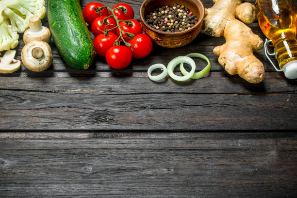 istock Organic food. Fresh vegetables with spices. 1141522541