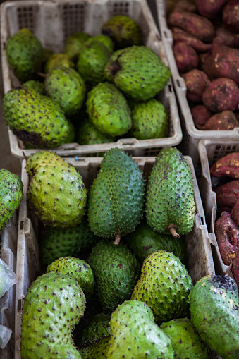 Soursop fruit on asian market, Borneo