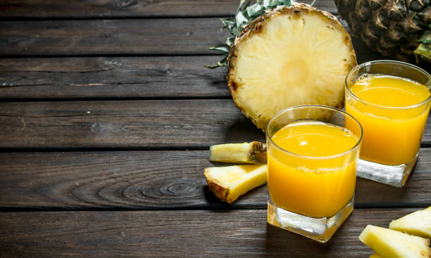 Pineapple juice in a glass.