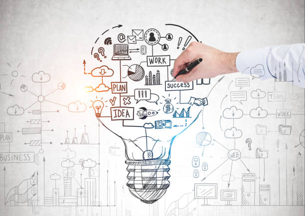 istock Man hand drawing business idea sketch 1141524725