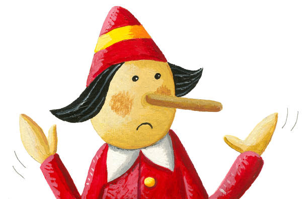 Pinocchio says: I do not lie Acrylic illustration of Pinocchio says: I do not lie pinocchio illustrations stock illustrations