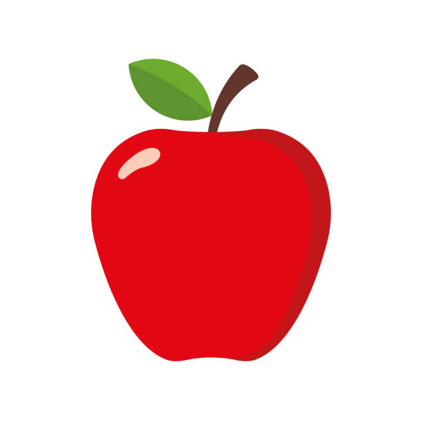 einfacher apple im flachen stil. vektorabbildung - apfel stock-grafiken, -clipart, -cartoons und -symbole