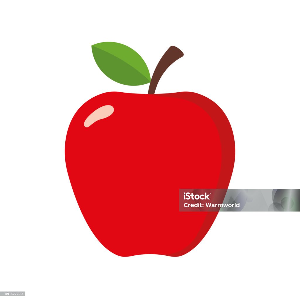 Simple manzana en estilo plano. Ilustración vectorial - arte vectorial de Manzana libre de derechos