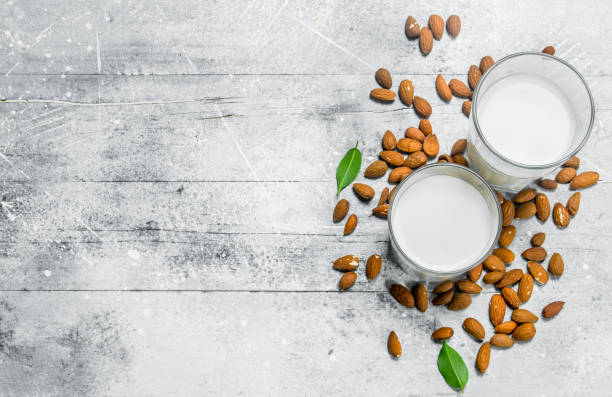 istock Almond milk in a glasses . 1141529602