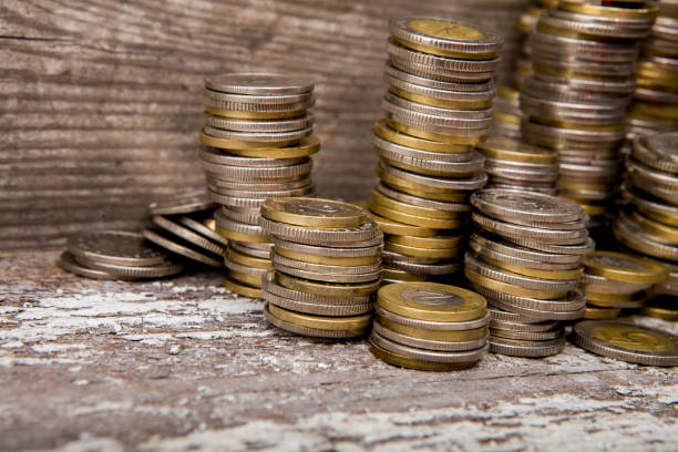 istock Texture from gold and silver Polish coins 1141529603