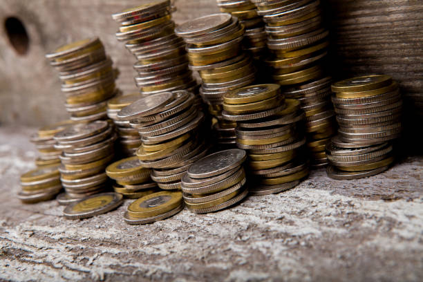 istock Texture from gold and silver Polish coins 1141529704