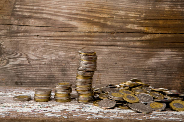 istock Texture from gold and silver Polish coins 1141529757