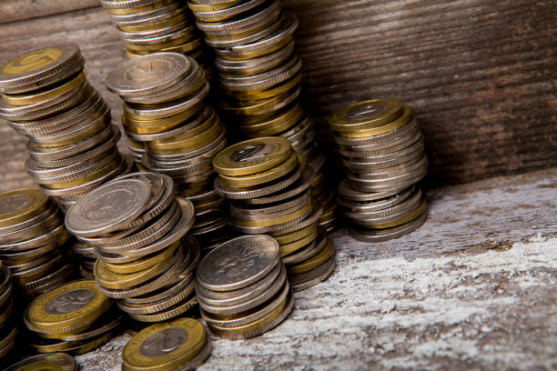 istock Texture from gold and silver Polish coins 1141529834