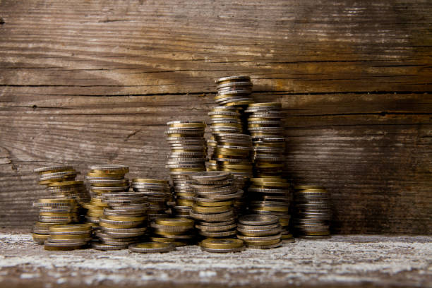 istock Texture from gold and silver Polish coins 1141529899