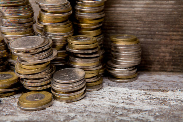 istock Texture from gold and silver Polish coins 1141530434