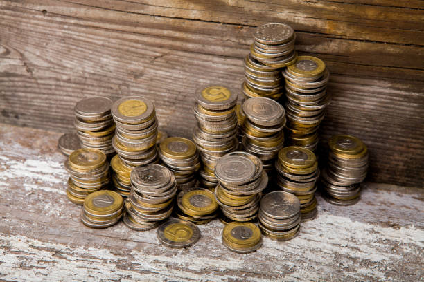 istock Texture from gold and silver Polish coins 1141530508