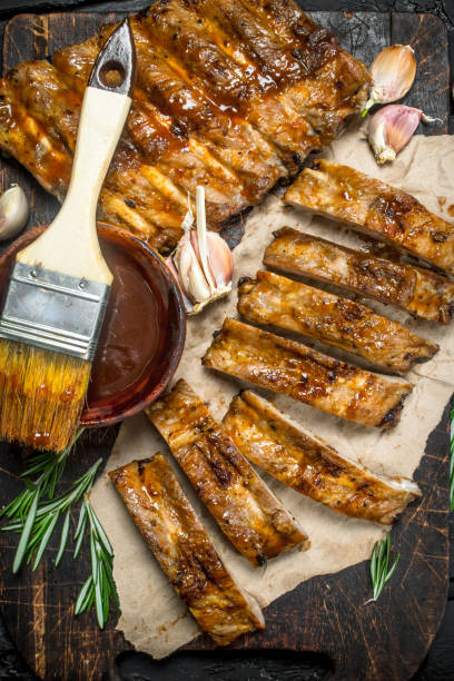 istock Chopped ribs grilled with a sauce. 1141530534
