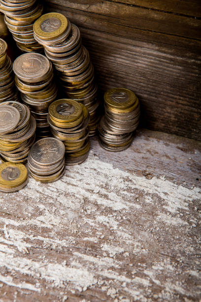 istock Texture from gold and silver Polish coins 1141530570