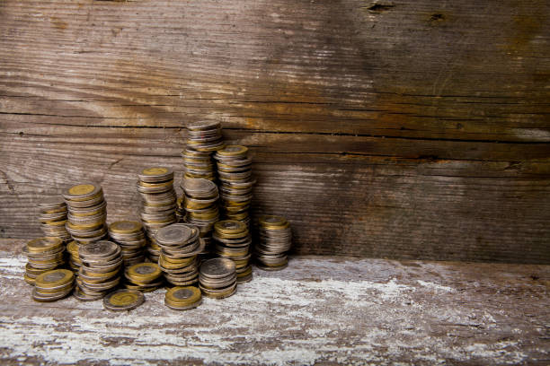 istock Texture from gold and silver Polish coins 1141531458