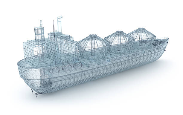 istock Oil tanker ship wire model isolated on white 114153146
