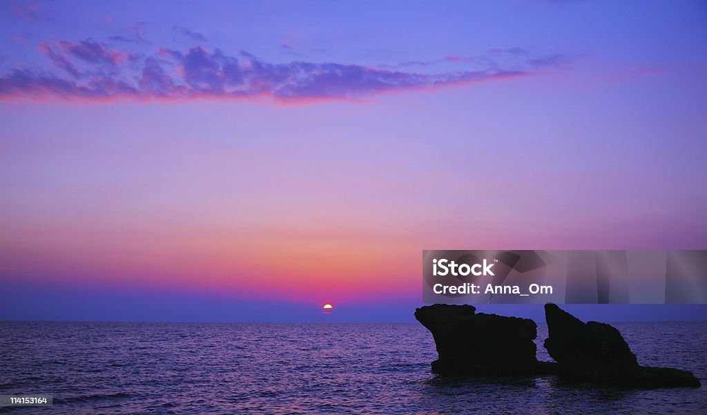Sonnenuntergang am Strand - Lizenzfrei Abenddämmerung Stock-Foto
