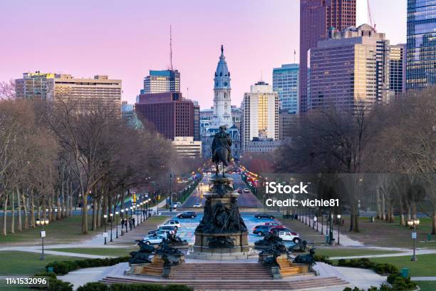 Philladelphia City Hall Night Stock Photo - Download Image Now - Philadelphia - Pennsylvania, Urban Skyline, Philadelphia City Hall