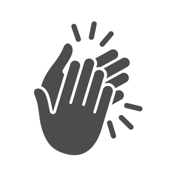ilustraciones, imágenes clip art, dibujos animados e iconos de stock de icono de las manos aplaudiendo. vector - hand clapping