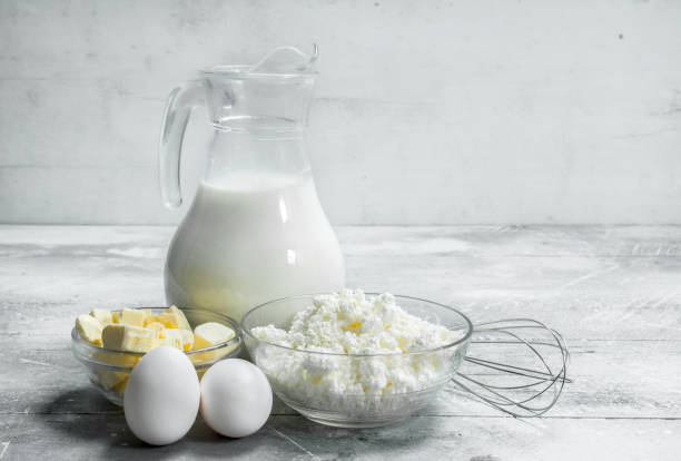 istock variety of fresh dairy products. 1141534385