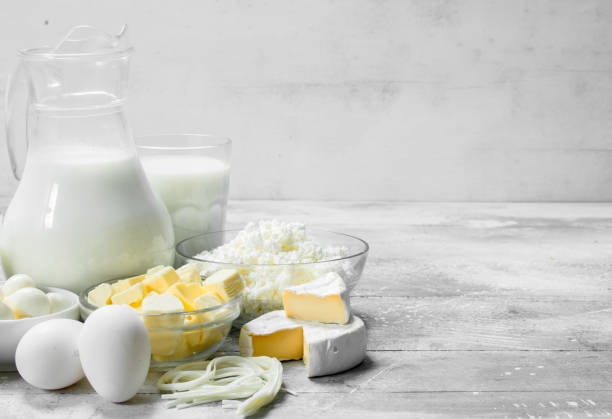 istock variety of fresh dairy products. 1141534431