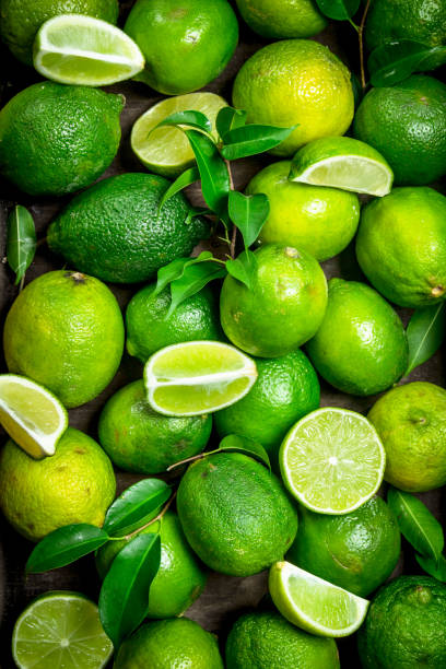 istock Fresh ripe lime with leaves. 1141535041