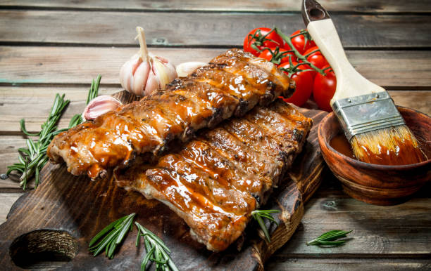 istock Grilled ribs with tomato sauce and garlic. 1141535835
