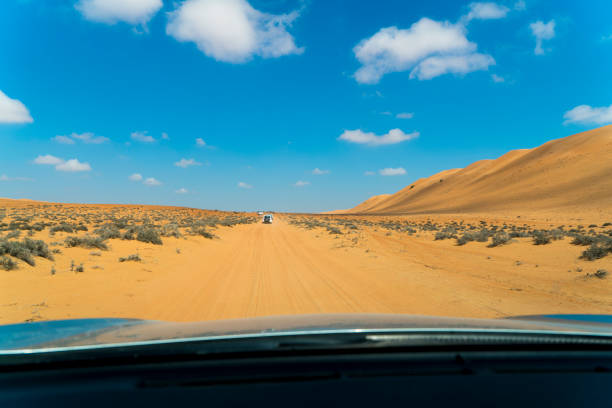 istock View of dirt road on desert, Oman 1141536362