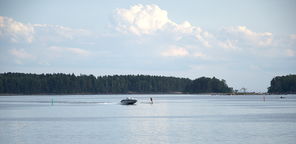 Water sports, water skiing in Finland.