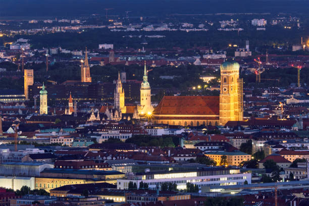 istock Night aerial view of Munich, Germany 1141538076