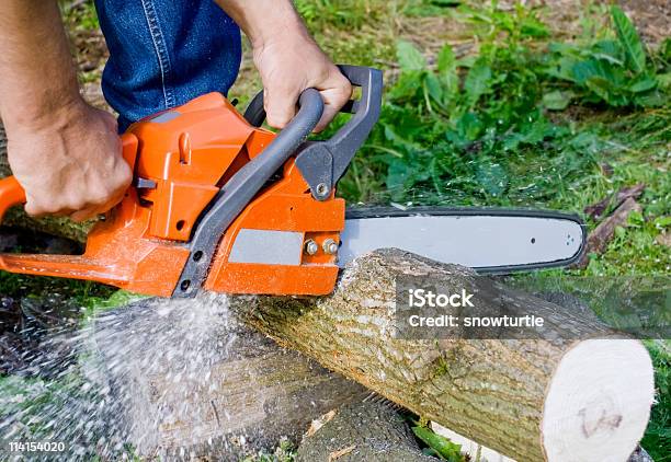 Homem Com Serra Articulada - Fotografias de stock e mais imagens de Adulto - Adulto, Ao Ar Livre, Competência