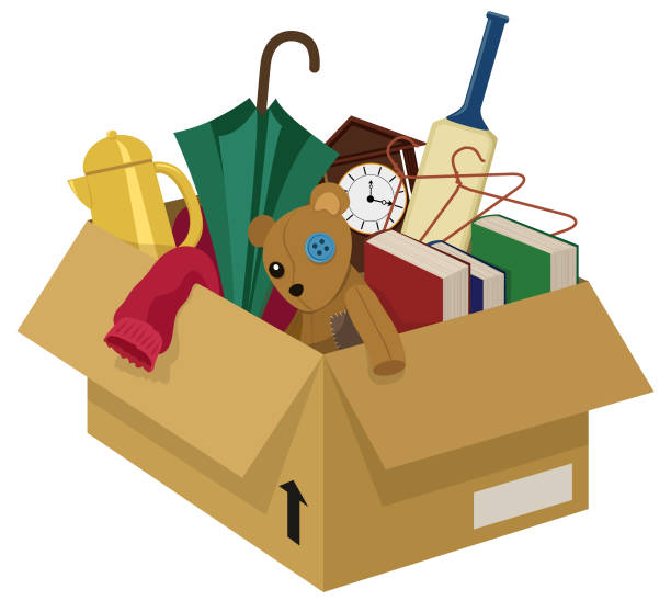 нежелательный ящик - moving house moving van house relocation stock illustrations