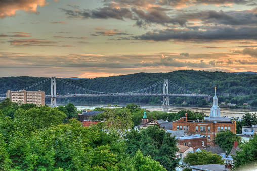 A brilliant sunset on a summer evening in the heart of New York's Hudson Valley in Poughkeepsie, NY