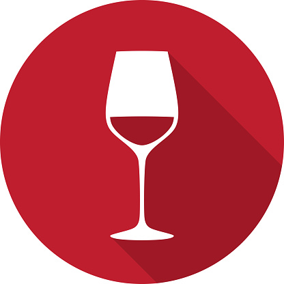 Vector illustration of a burgundy wine glass icon in flat style.