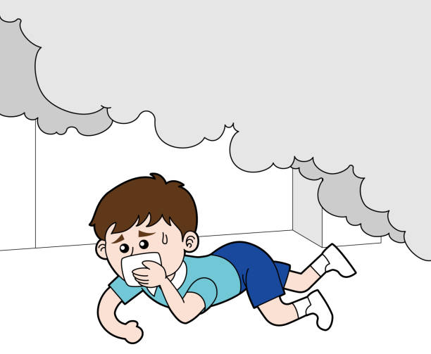 kuvapankkikuvitukset aiheesta poika ryömii tulen savun alla - crawling