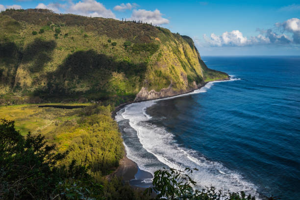 waipio valley, big island, hawaii - hawaii islands big island waterfall nobody foto e immagini stock