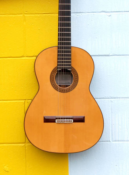 istock Guitar signed by Paco de Lucia (yellow/blue wall) 1141552051