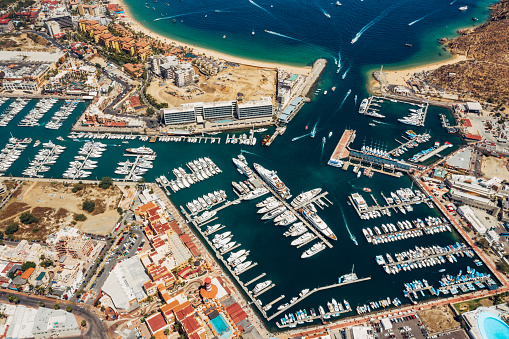 Panoramic Aerial View of Cabo San Lucas in Mexico.