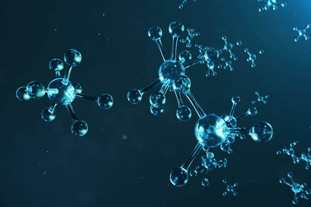 istock 3D illustration molecule structure. Scientific medical background with atoms and molecules. Scientific background for your banner, flyer, template, text. Molecule consists of atoms chemical element 1141554482