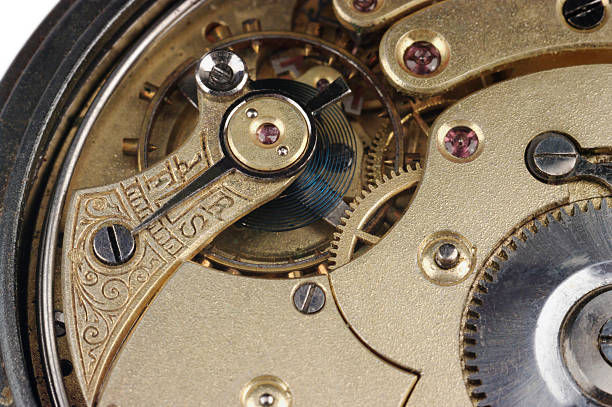 istock Inside Antique Pocket Watch Showing Balance Macro 114155966