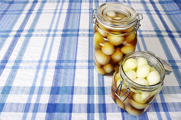 istock Pickled Onions Being Prepared On Gingham Cloth 114156159