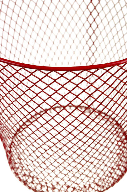 istock Abstract Of Red Wire Waste Paper Basket On White 114156167