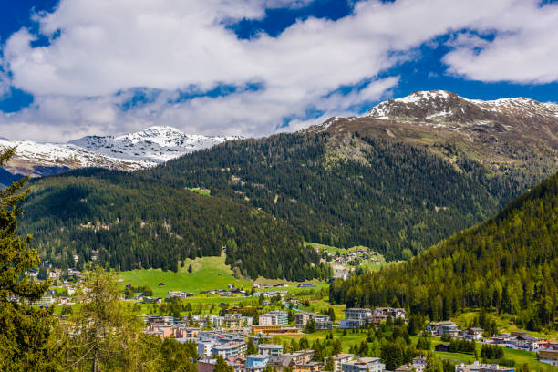 istock Alps Mountains covered with pine forest, Davos,  Graubuenden, Sw 1141570159