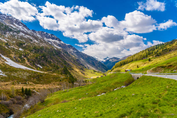 istock Beautiful Alps mountains with clody sky, Fluelapass, Davos,  Gra 1141571090