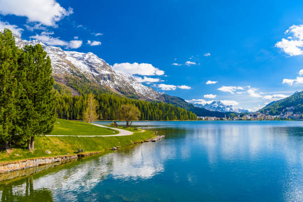 istock Crystal blue Lake St. Moritz, Sankt Moritz, Maloja, Grisons, Swi 1141572530