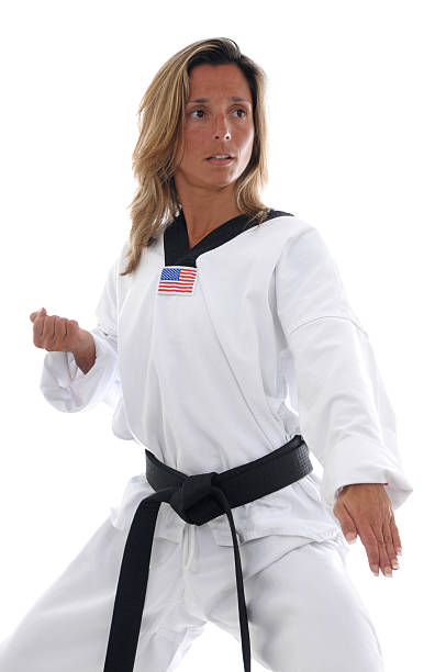 tae kwon robią szkolenia i praktyki - martial arts women tae kwon do black belt zdjęcia i obrazy z banku zdjęć