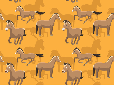 Horse Fjord Cartoon Background Seamless Wallpaper Stock Illustration -  Download Image Now - Horse, Agriculture, Animal - iStock