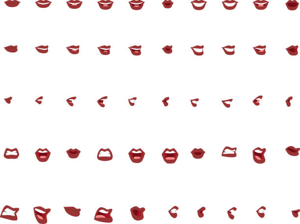 벡터-붉은 입술에 50 여성 입 위치 - valentines day flash stock illustrations