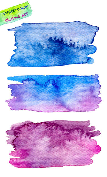 istock Set of abstract watercolor stains hand painted. 1141581296