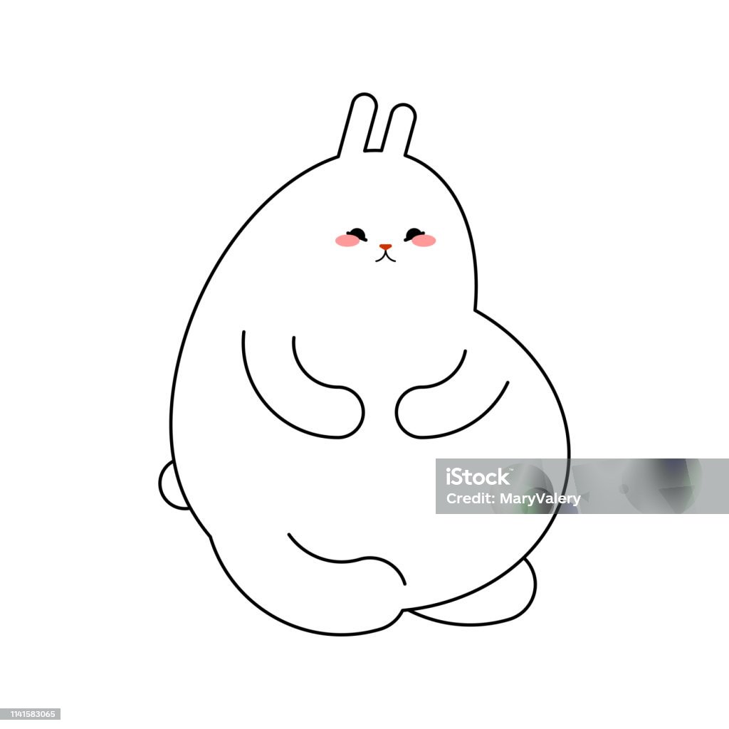 Vector File Fat Rabbit Fat Rabbit Isolated Thick White Hare Vector Stock Illustration ...
