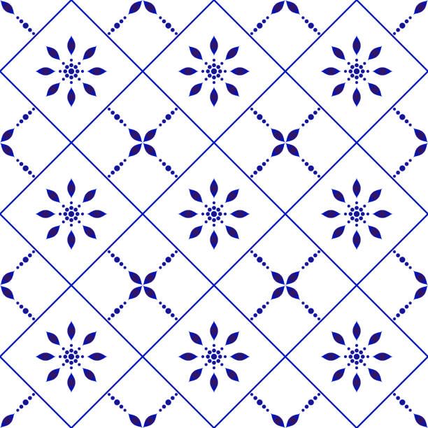 niedliches fliesenmuster - flower backgrounds tile floral pattern stock-grafiken, -clipart, -cartoons und -symbole